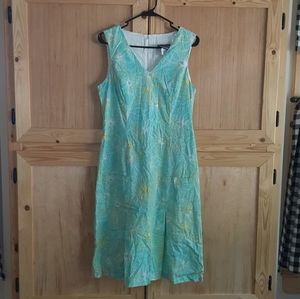 Studio Connection aqua blue printed modest dress size 12